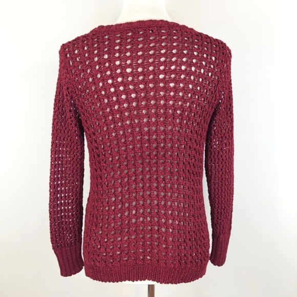 Lucky Brand Long Sleeve Sweater Open Weave Red - Picture 4 of 6